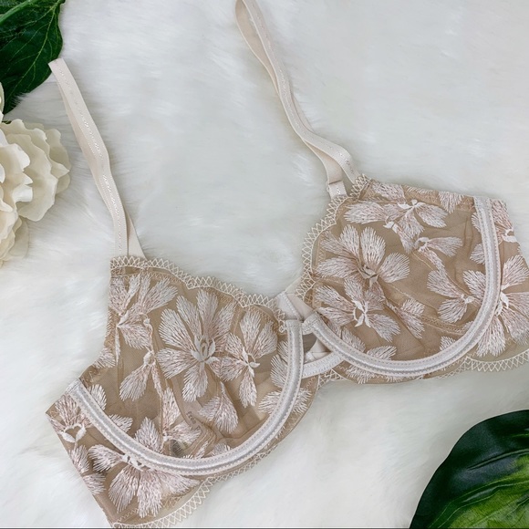 Free People Other - NWT FREE PEOPLE “Daniella” sheer underwire bra tan